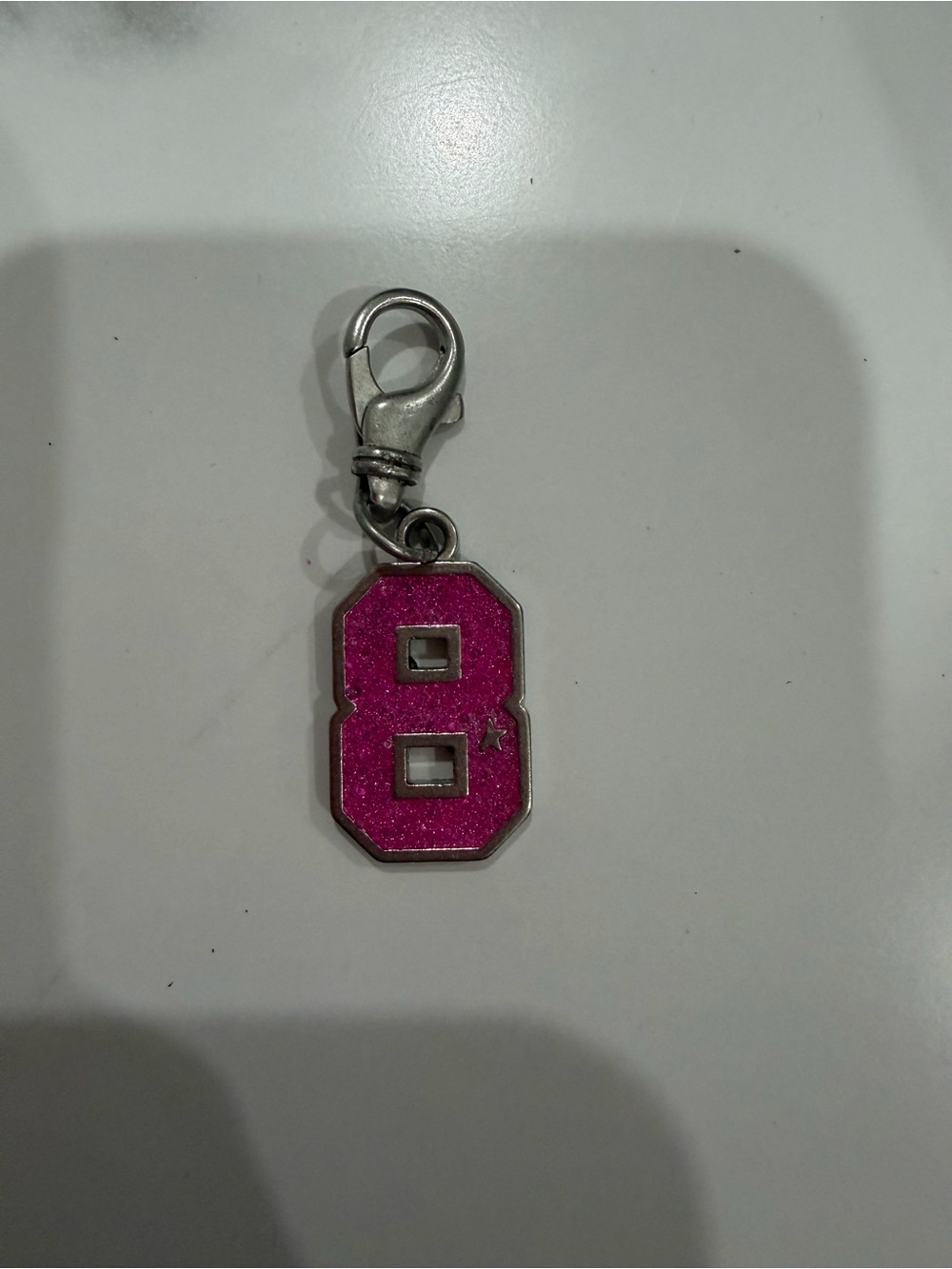 Golden Goose Number 8 Fuchsia Charm Glitter Enamel